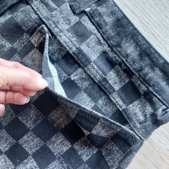 Marc Jacobs Checkboard High Rise Mom Jeans Front-Pleat Black Gray Women Sz.27 - Picture 7 of 11